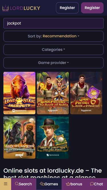 Jackpot mobile del casinò Lord Lucky