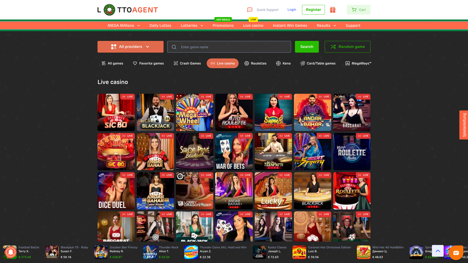 Agente Lotto Desktop Live Dealer