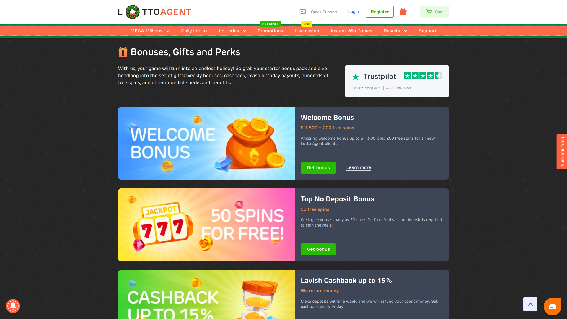 Promozioni desktop dell'agente Lotto