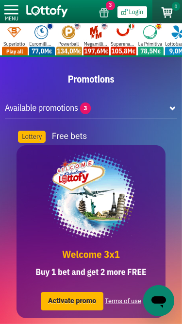 Promotions mobiles du casino Lottofy