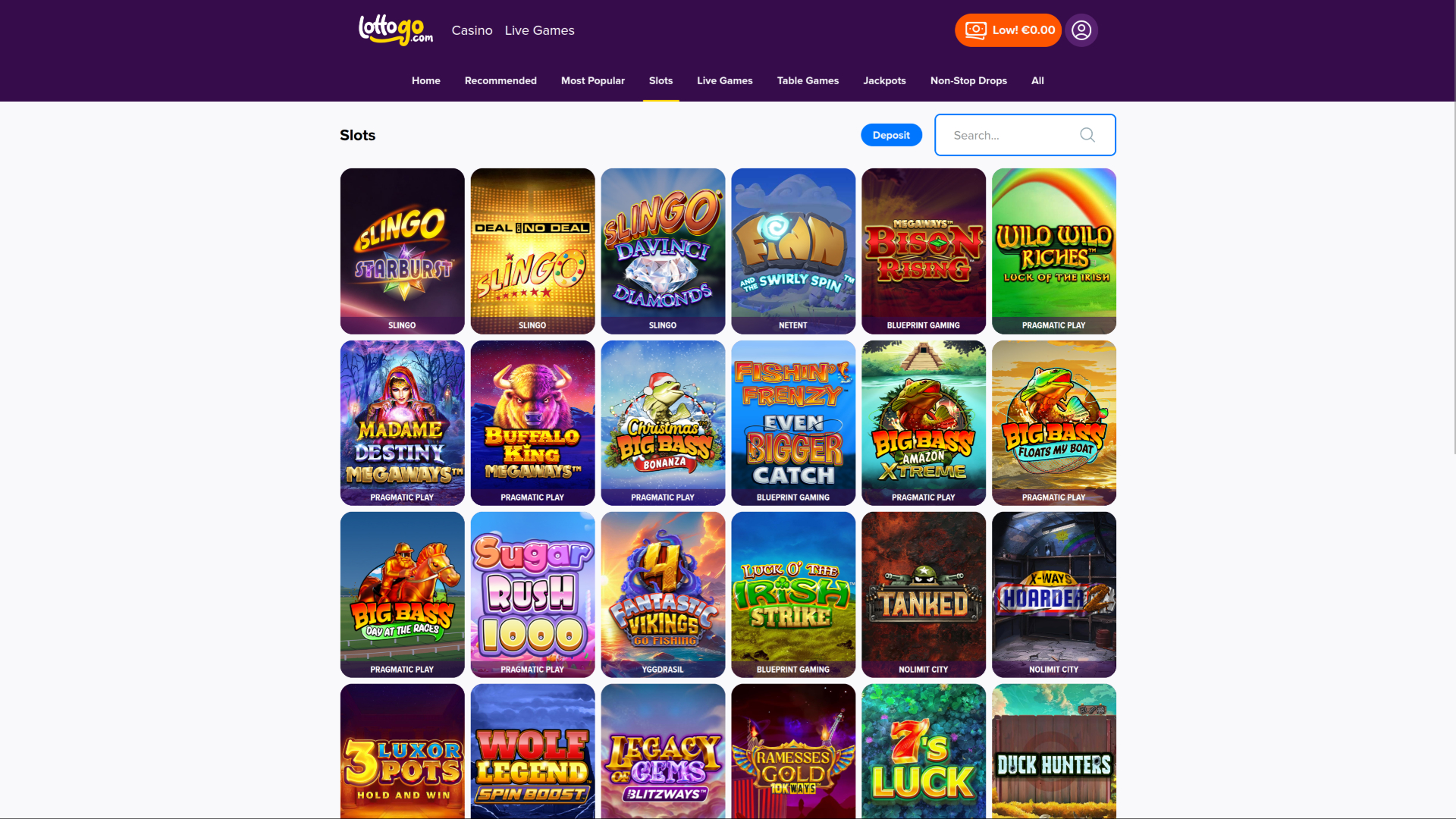 Juegos de escritorio del casino LottoGo