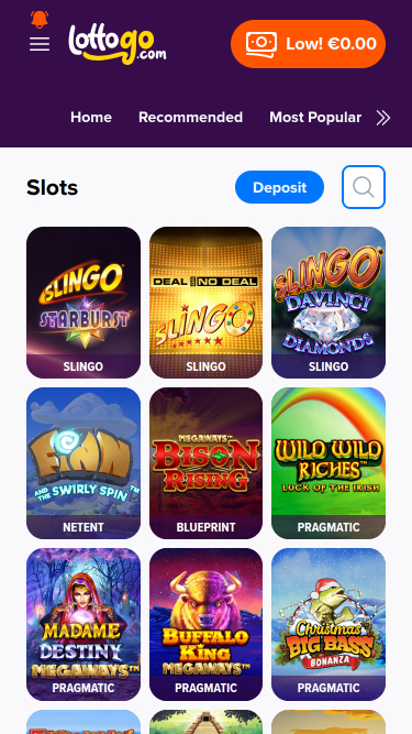 Juegos móviles de casino LottoGo