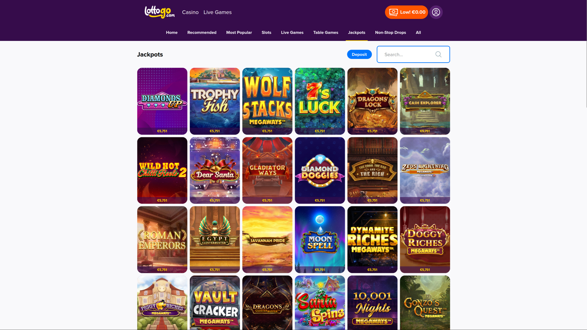 Premio mayor de escritorio de LottoGo Casino