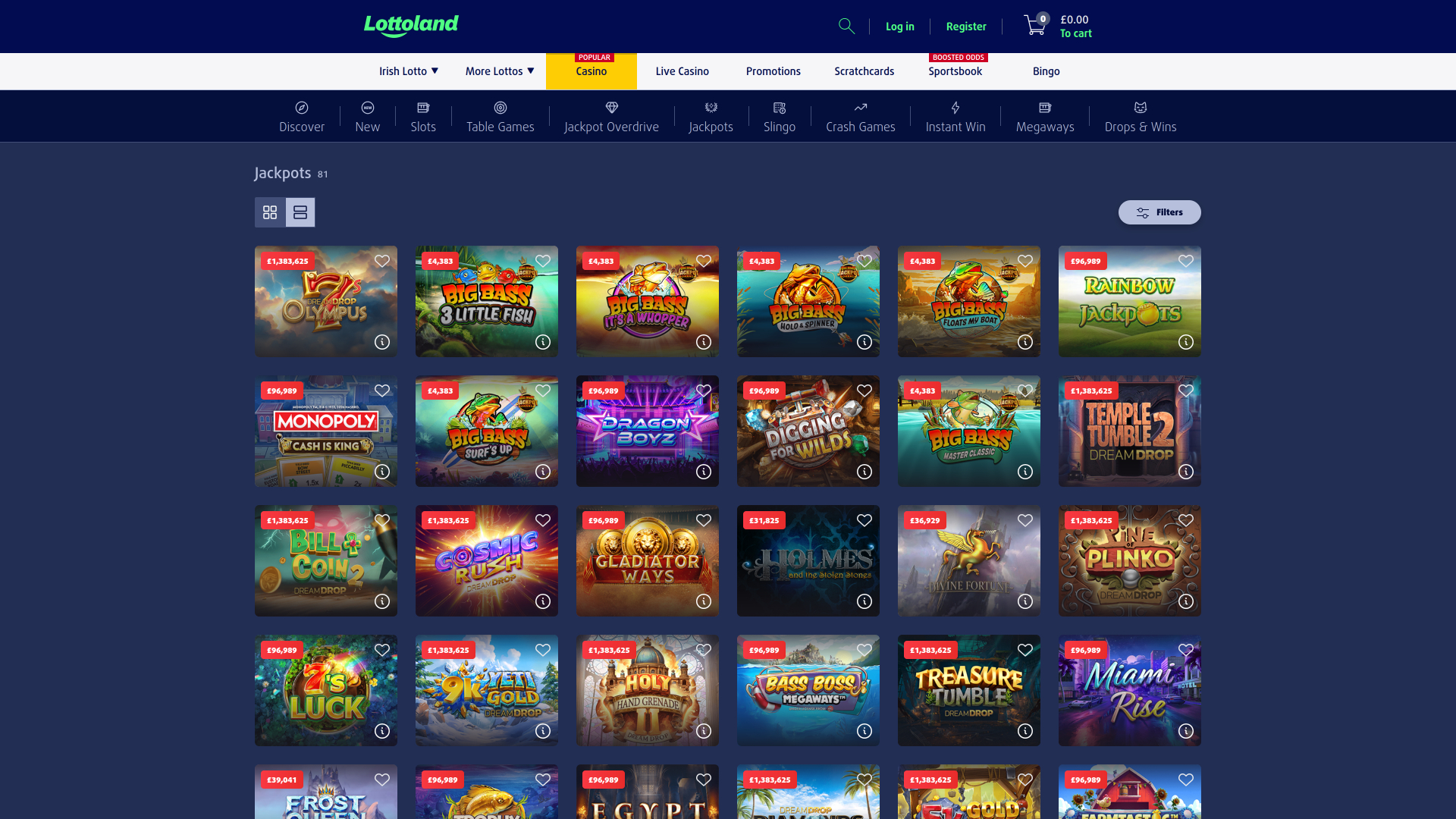 Jackpot de bureau du casino Lottoland