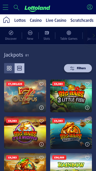 Jackpot mobile du casino Lottoland