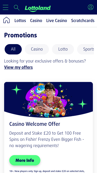 Promotions mobiles du casino Lottoland