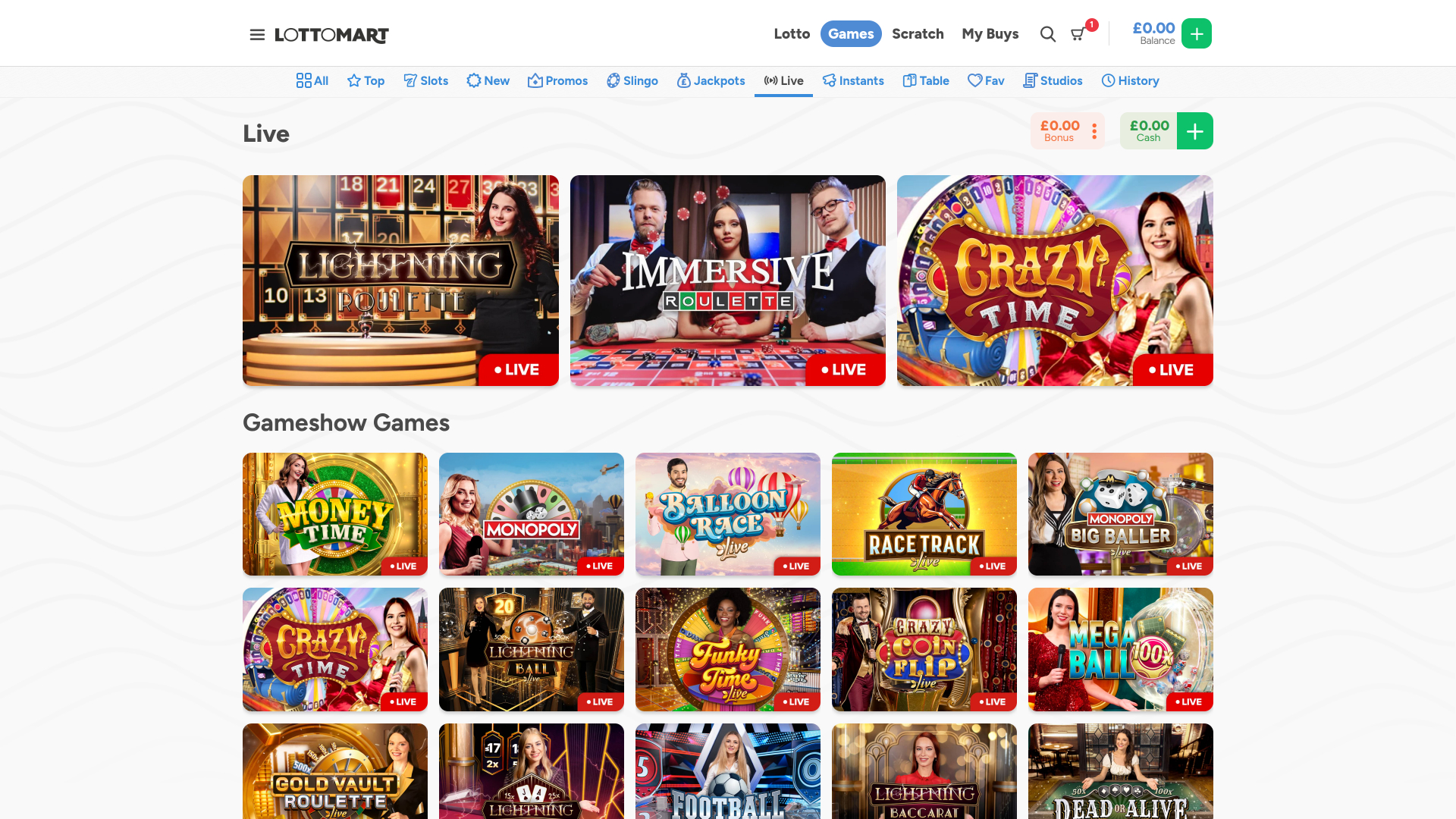 Lottomart Casino Desktop Live-Dealer