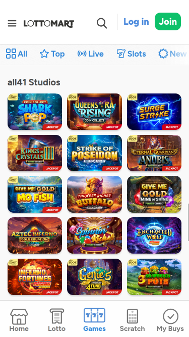 Sviluppatori di giochi per dispositivi mobili di Lottomart Casino