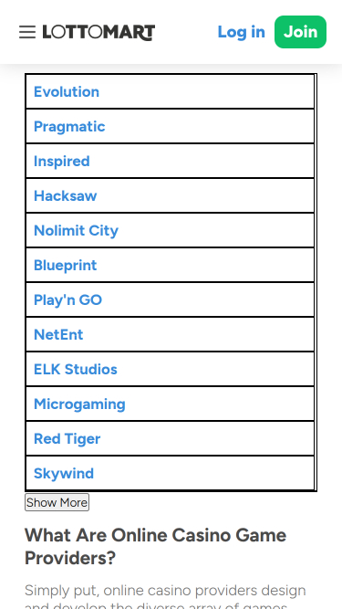 Lottomart Casino Mobile Game Developers