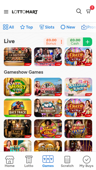 Lottomart Casino Mobile Live Dealer