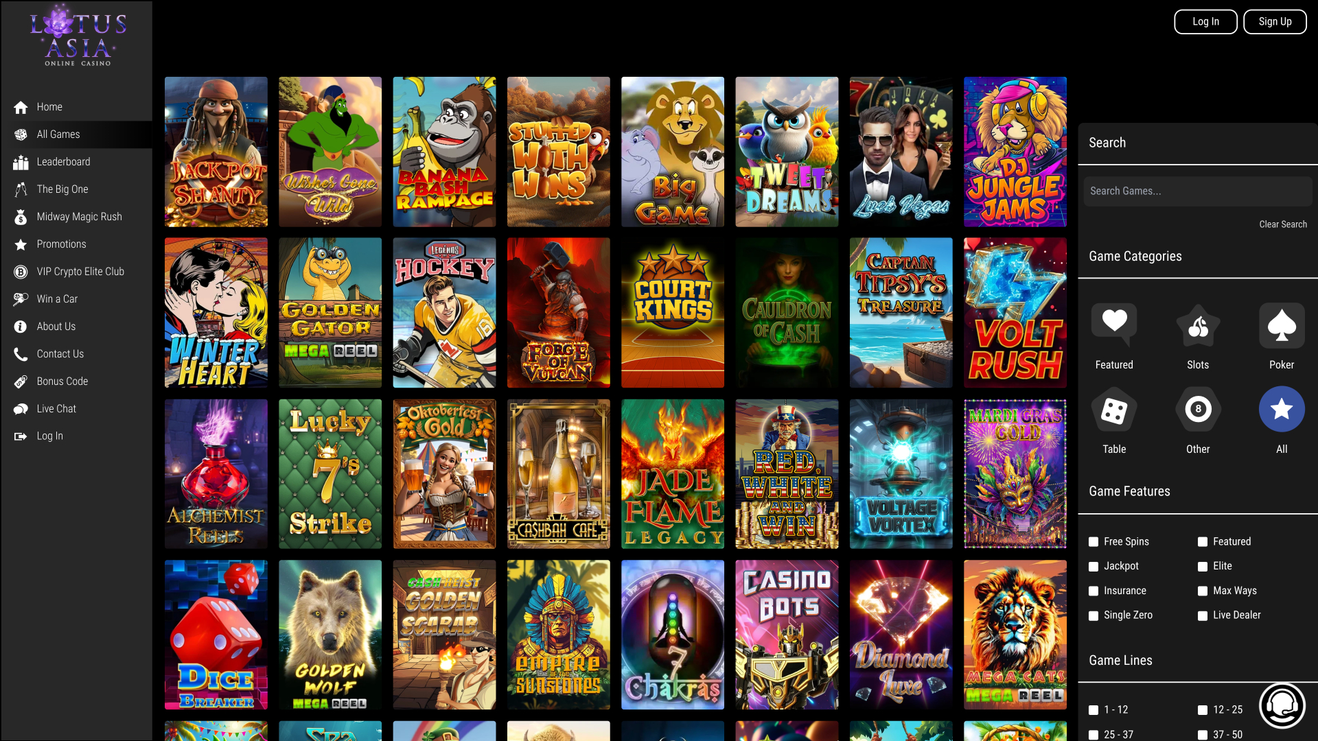 Lotus Asia Casino Desktop Games