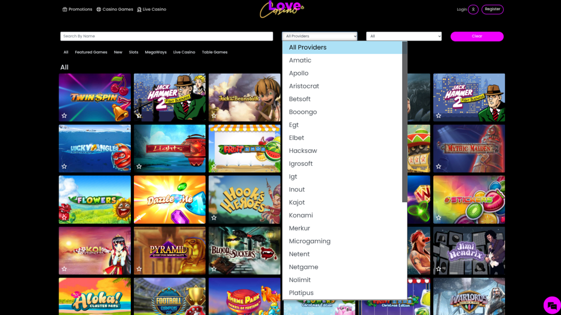 Développeurs du jeu Lovecasino pour ordinateur