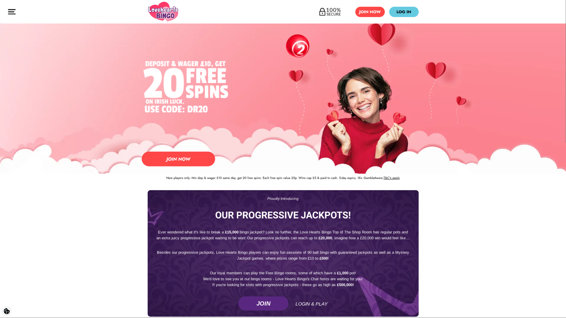 Домашняя страница казино Lovehearts Bingo для настольных компьютеров