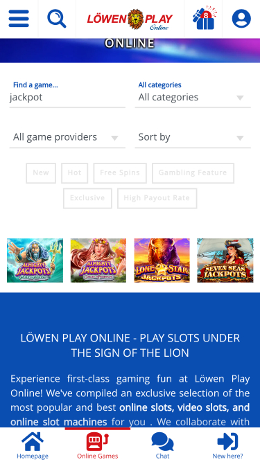 Jackpot móvil de Lowen Play