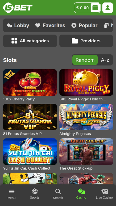 Jeux mobiles du casino LSbet