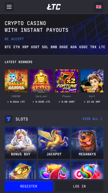 Page d'accueil mobile de LTC Casino