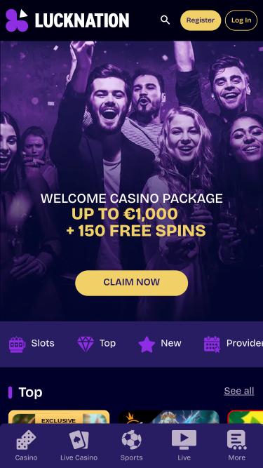 Мобильная версия сайта Luck Nation Casino