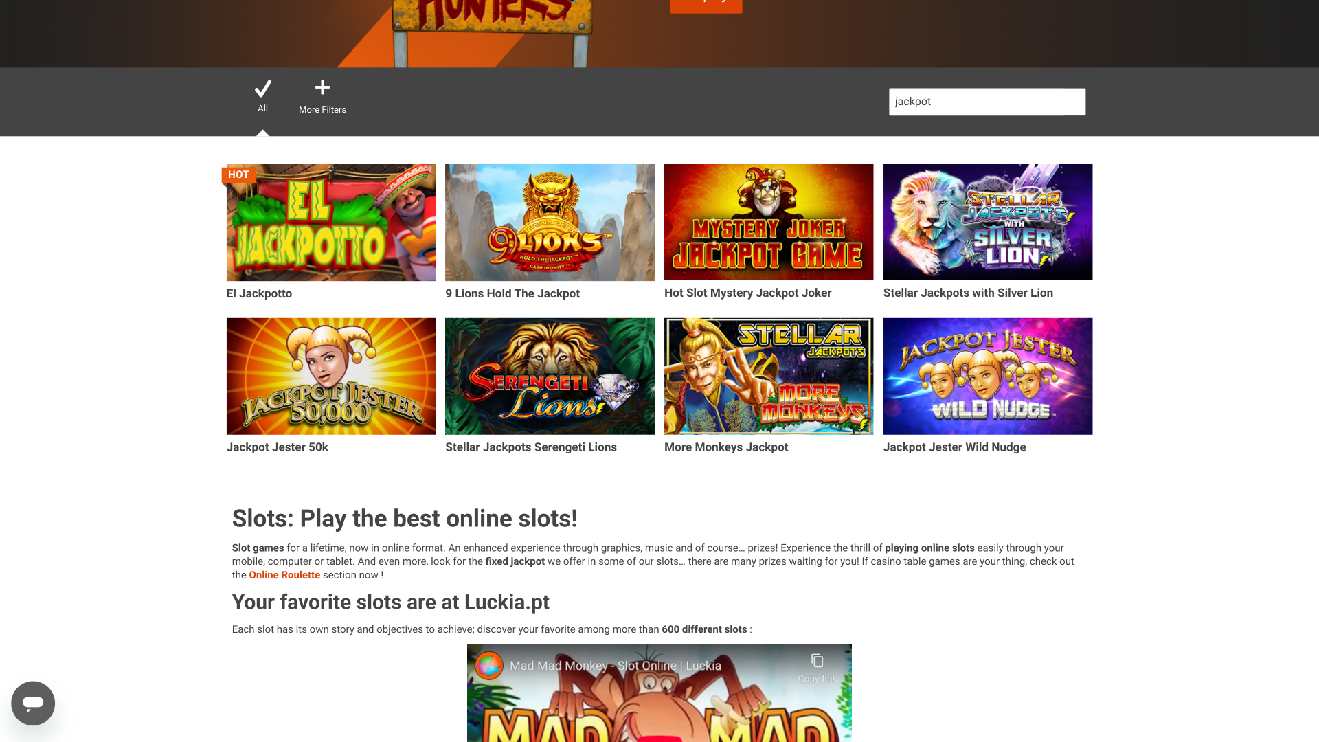 Luccia Casino Desktop Jackpot