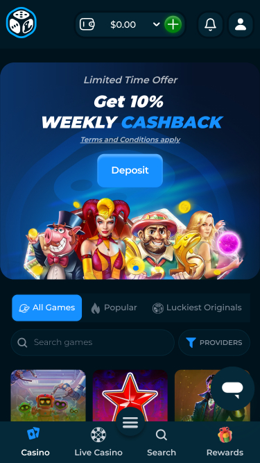 Página de inicio móvil más afortunada