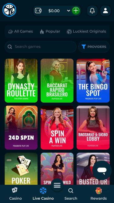 El crupier en vivo móvil más afortunado