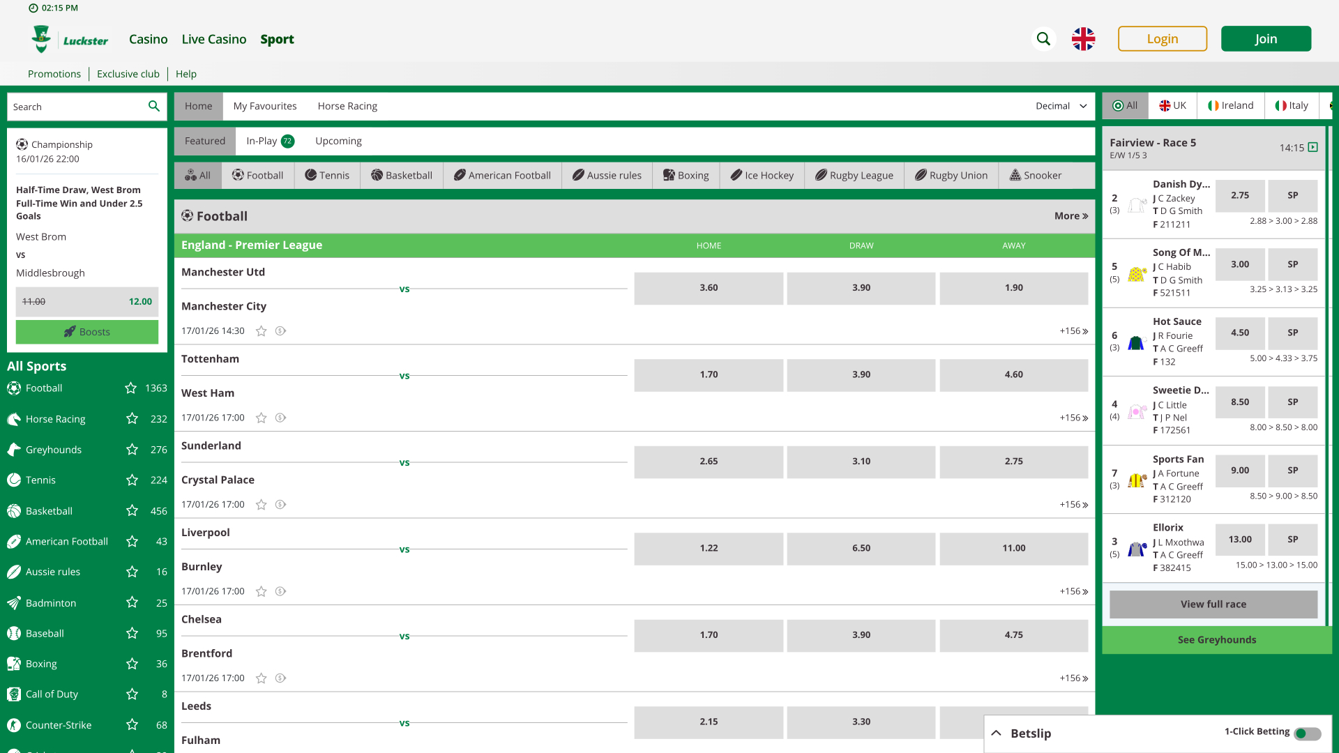 Sports sur ordinateur de casino Luckster