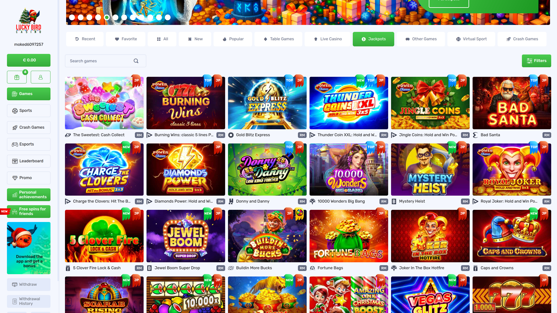 Jackpot de escritorio del casino Lucky Bird