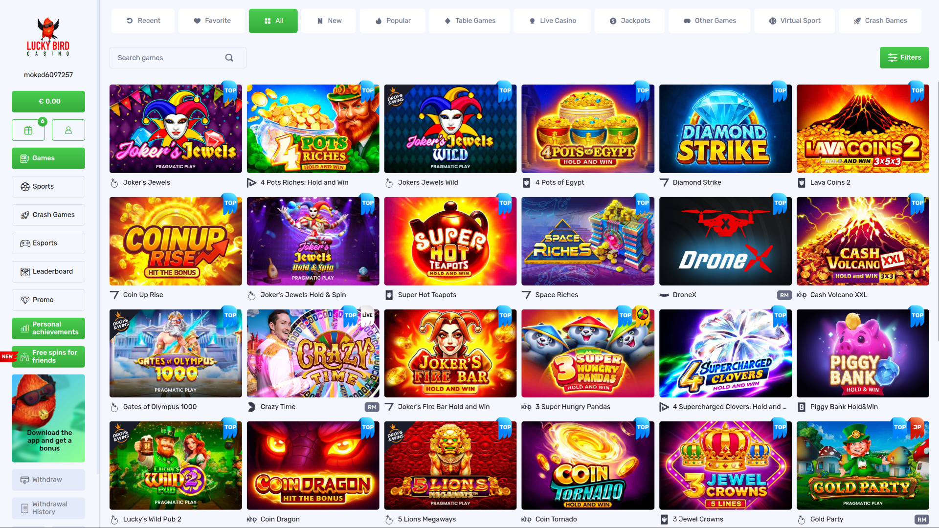 Jeux de casino Lucky Bird sur ordinateur