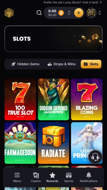 Juegos móviles de Lucky Block Casino