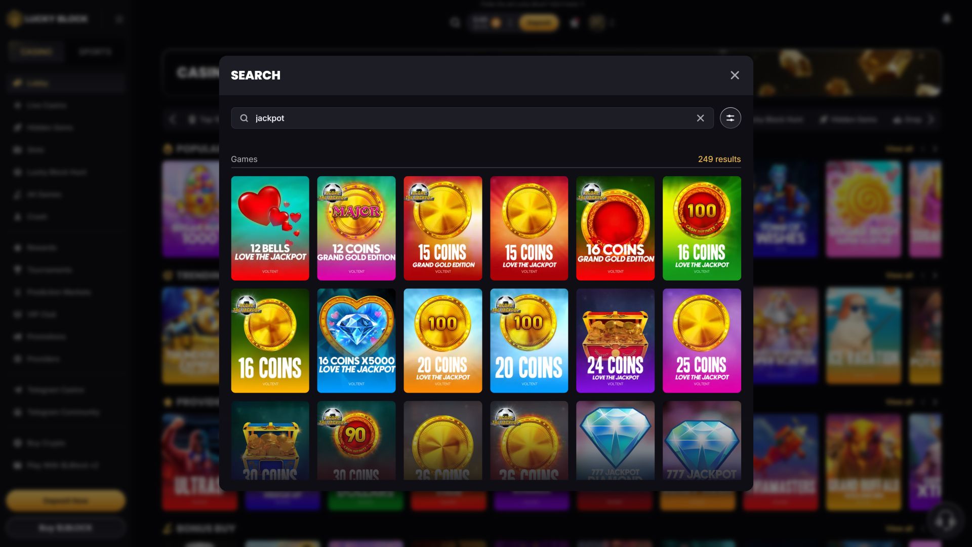 Jackpot de escritorio del casino Lucky Block
