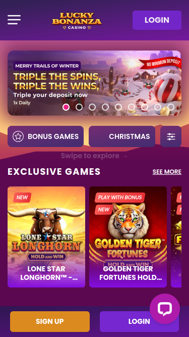 Page d'accueil mobile de Buffalo Casino