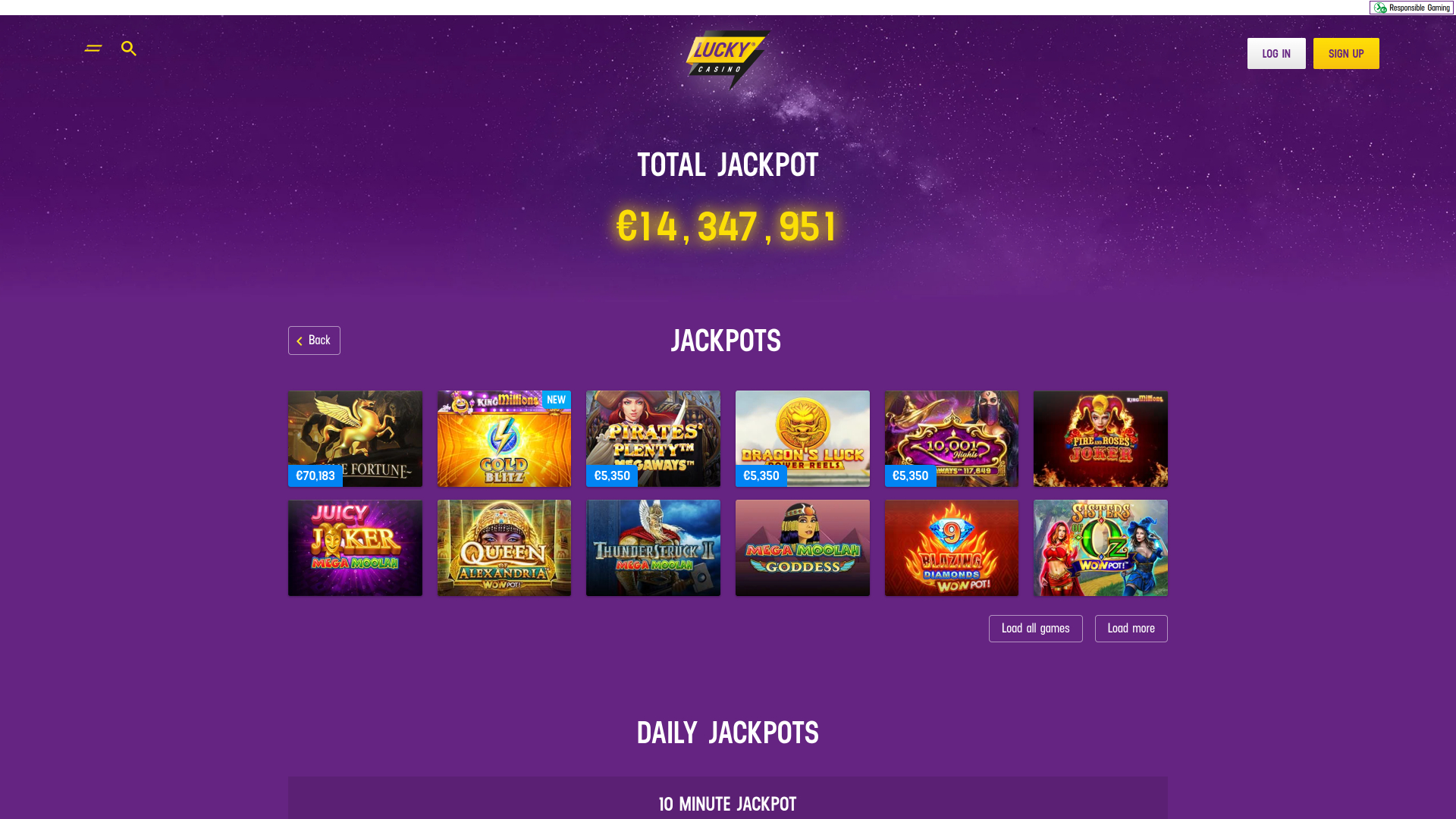 Jackpot de bureau Lucky Casino
