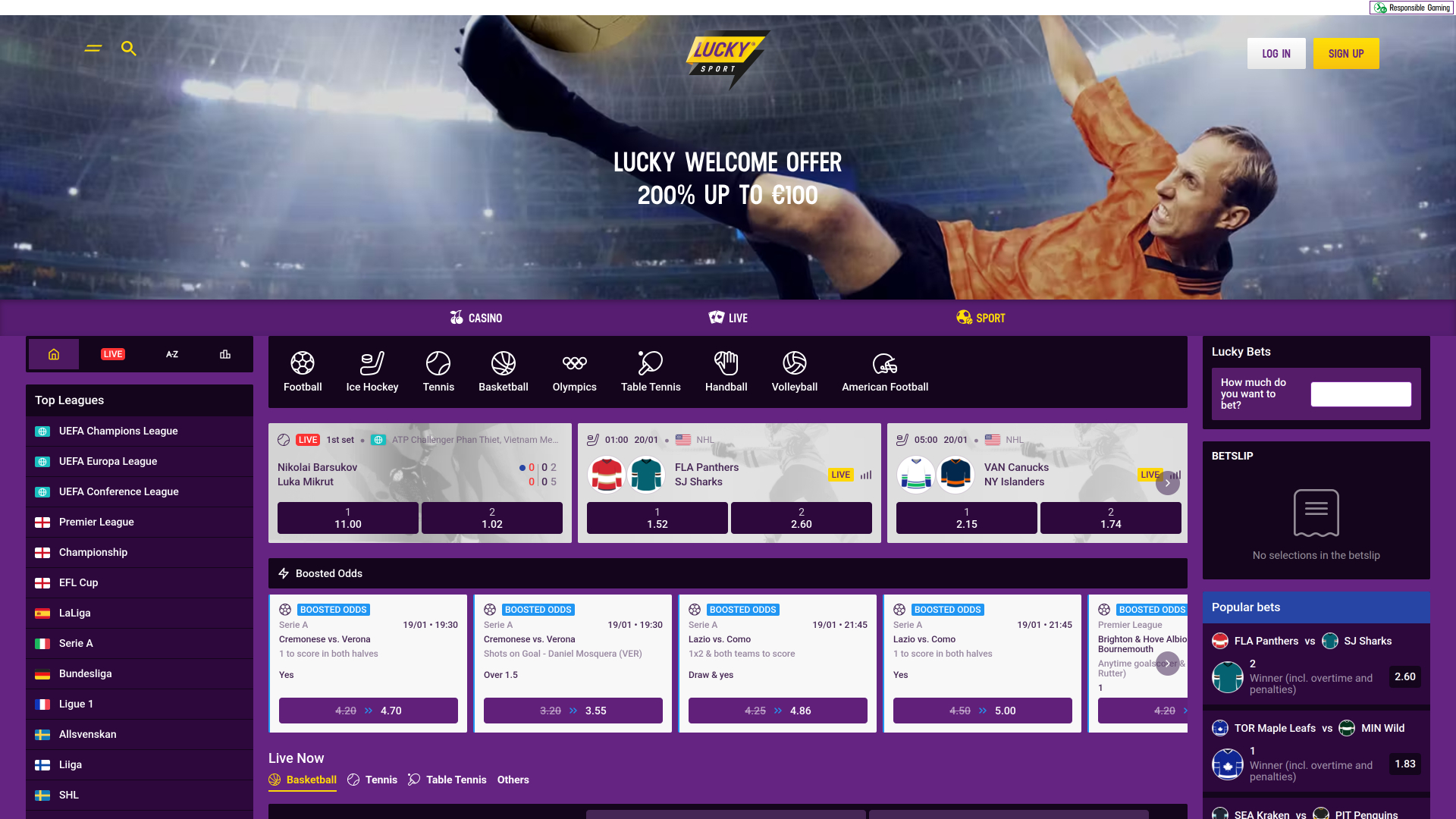 Lucky Casino Sports sur ordinateur