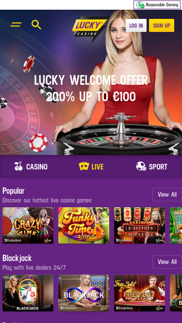 Lucky Casino Mobile Croupier en direct