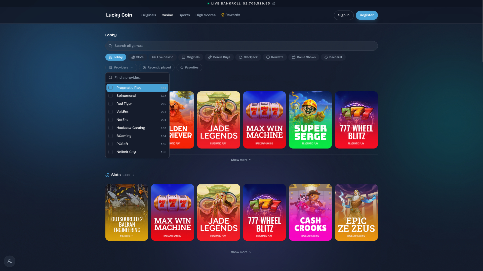 Lucky Coin Casino Desktop Game Developers