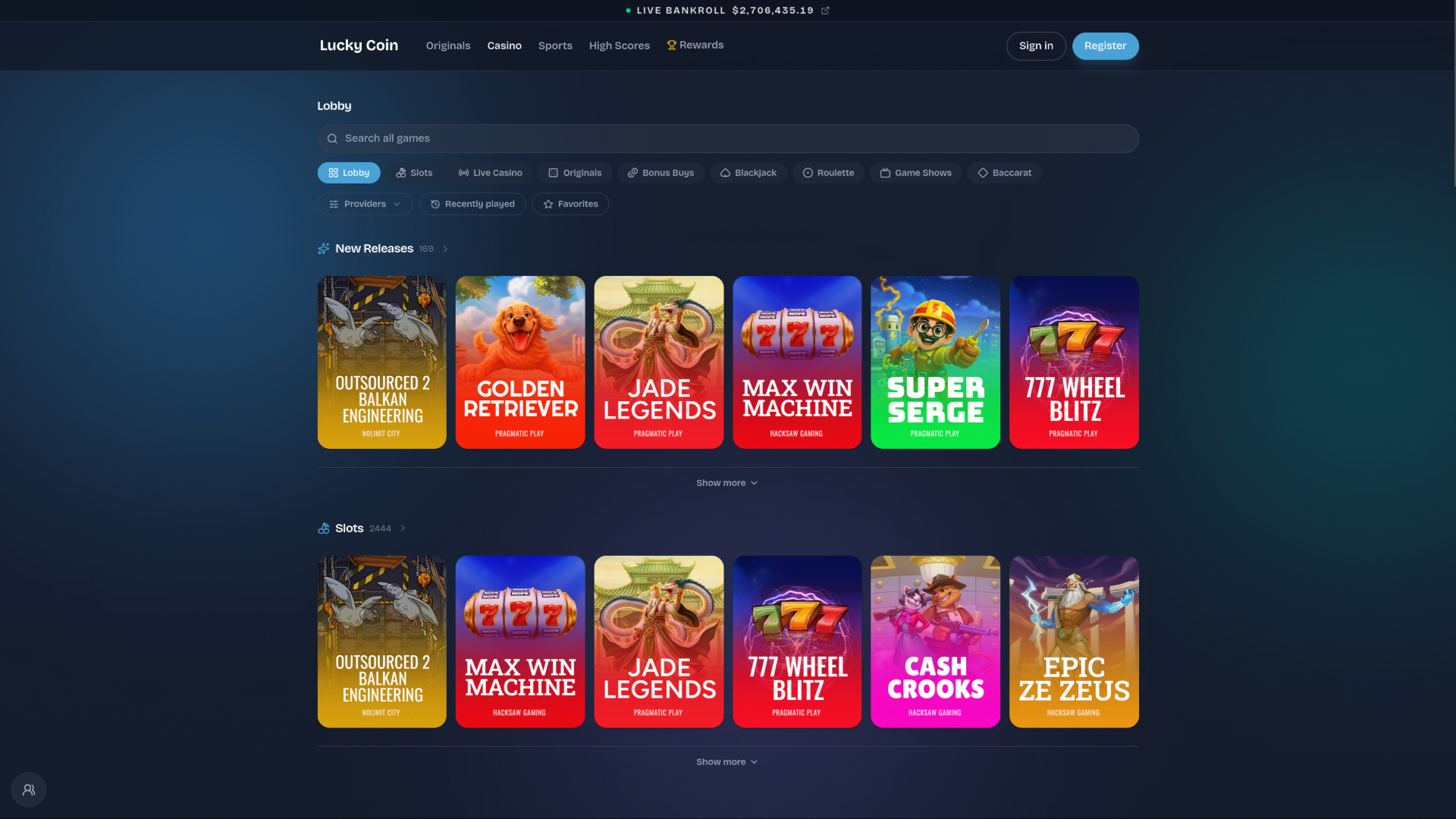 Lucky Coin Casino Desktop Games