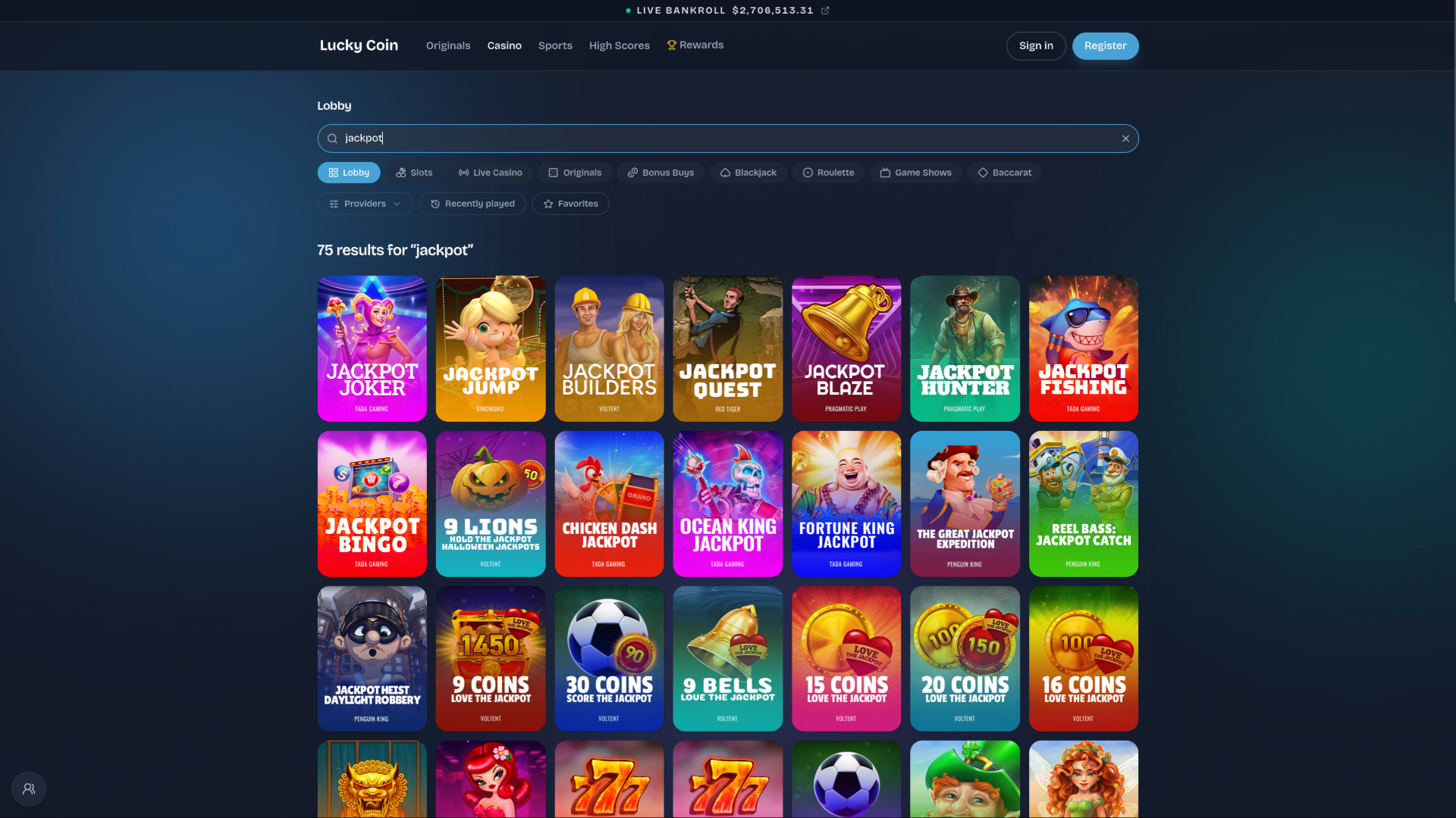 Lucky Coin Casino Desktop Jackpot