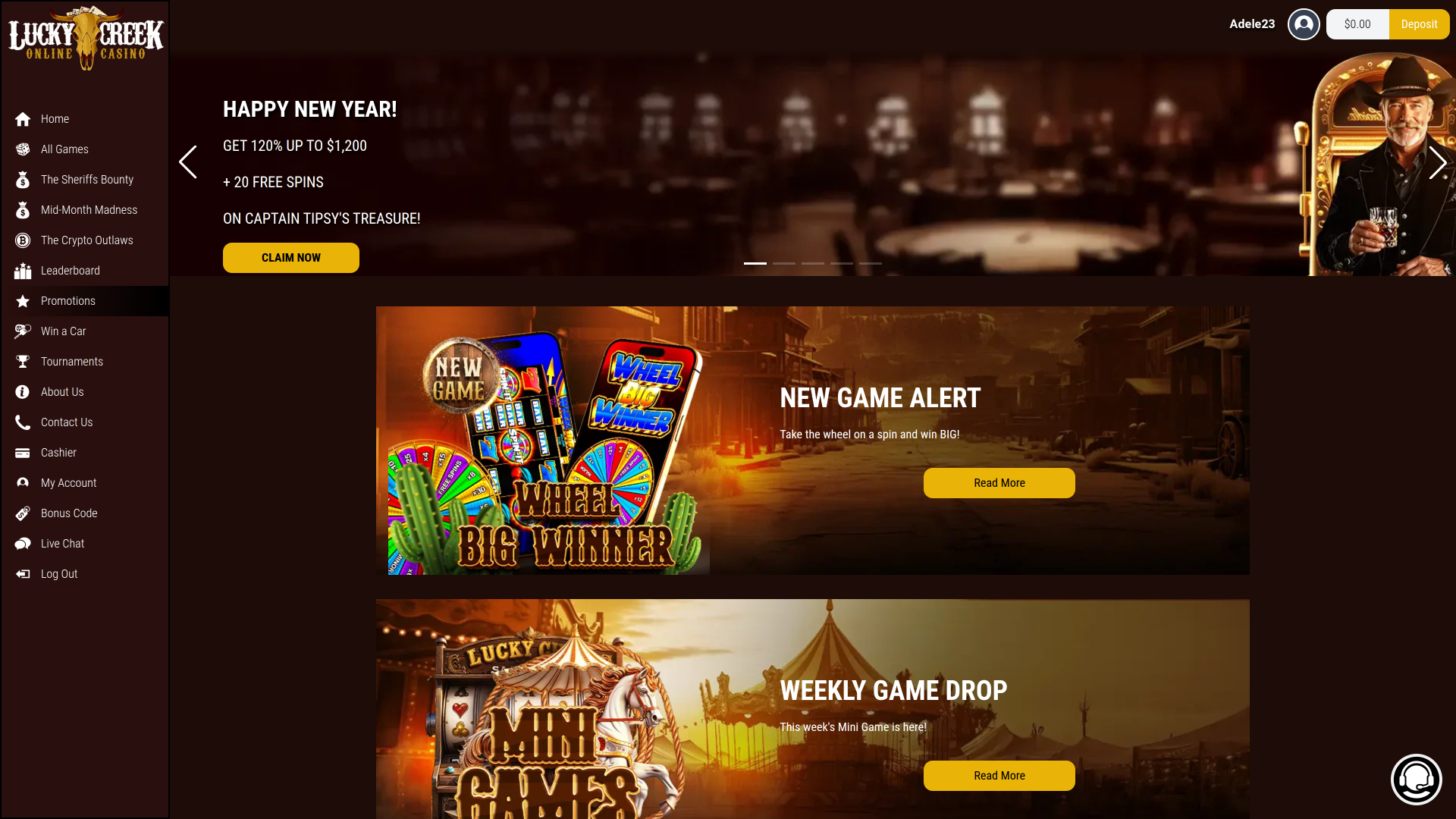 Lucky Creek Casino Desktop Promotions