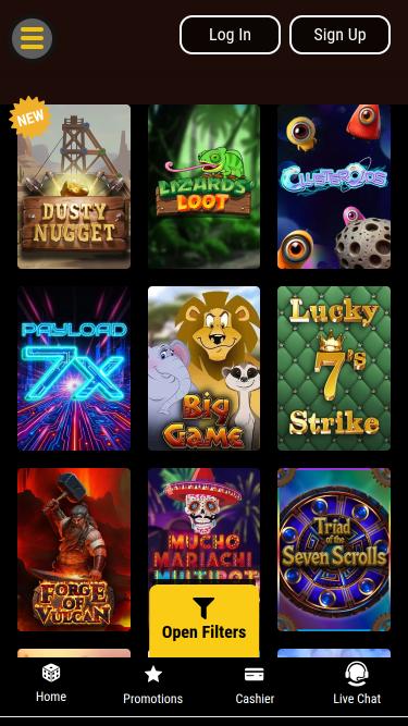Juegos móviles de Lucky Creek Casino