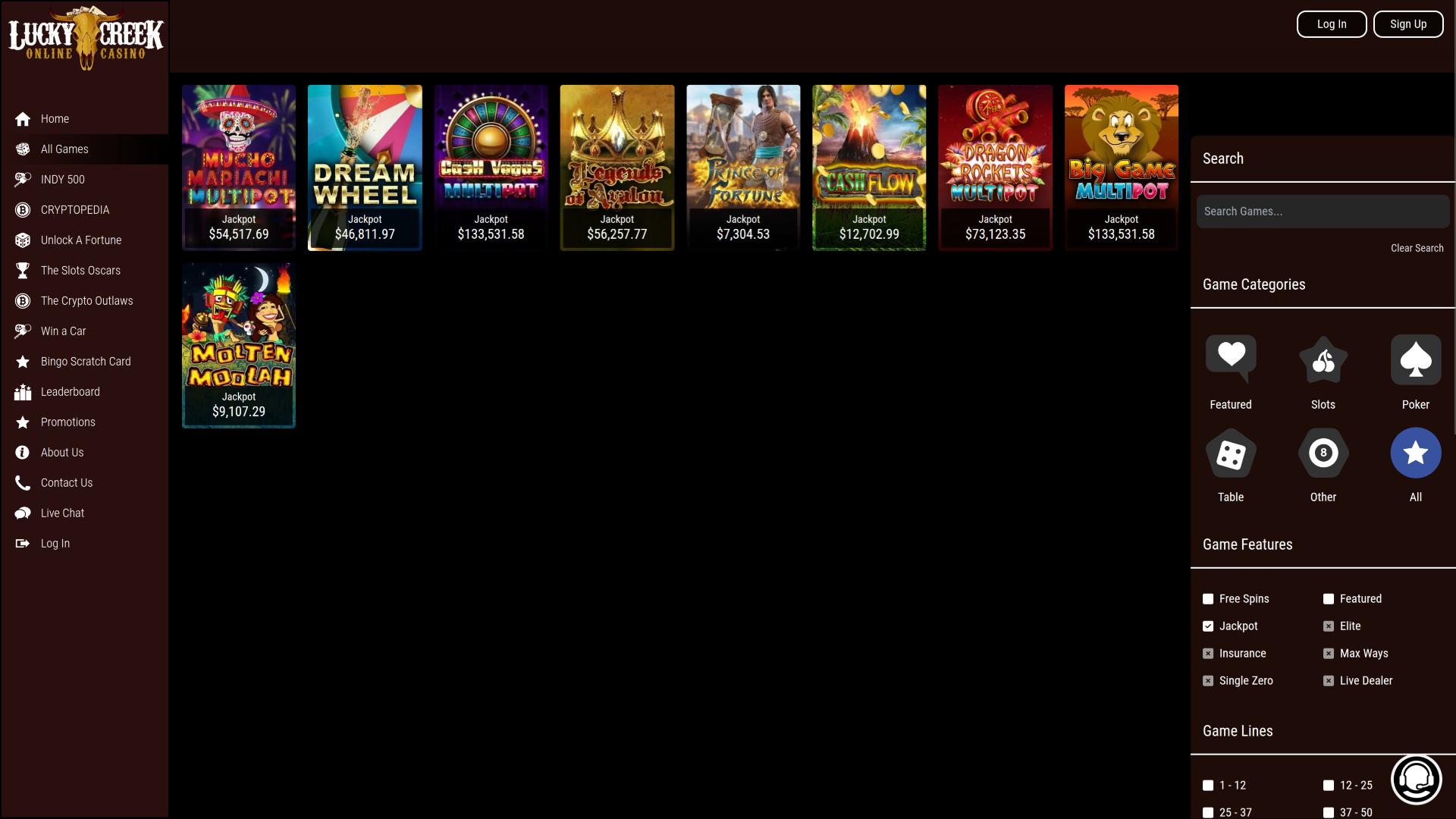 Jackpot de escritorio de Lucky Creek Casino