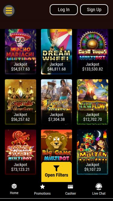 Jackpot móvil del casino Lucky Creek