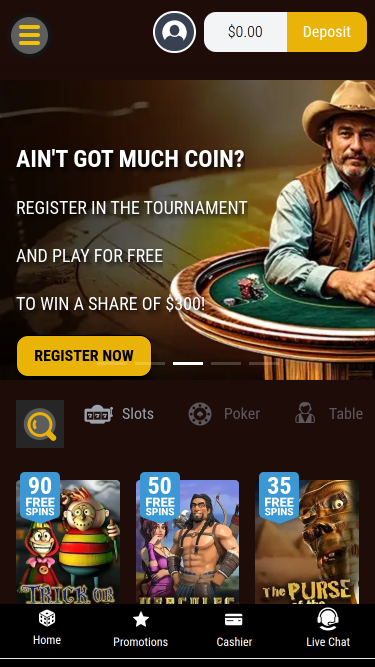 Lucky Creek Casino Mobile Homepage