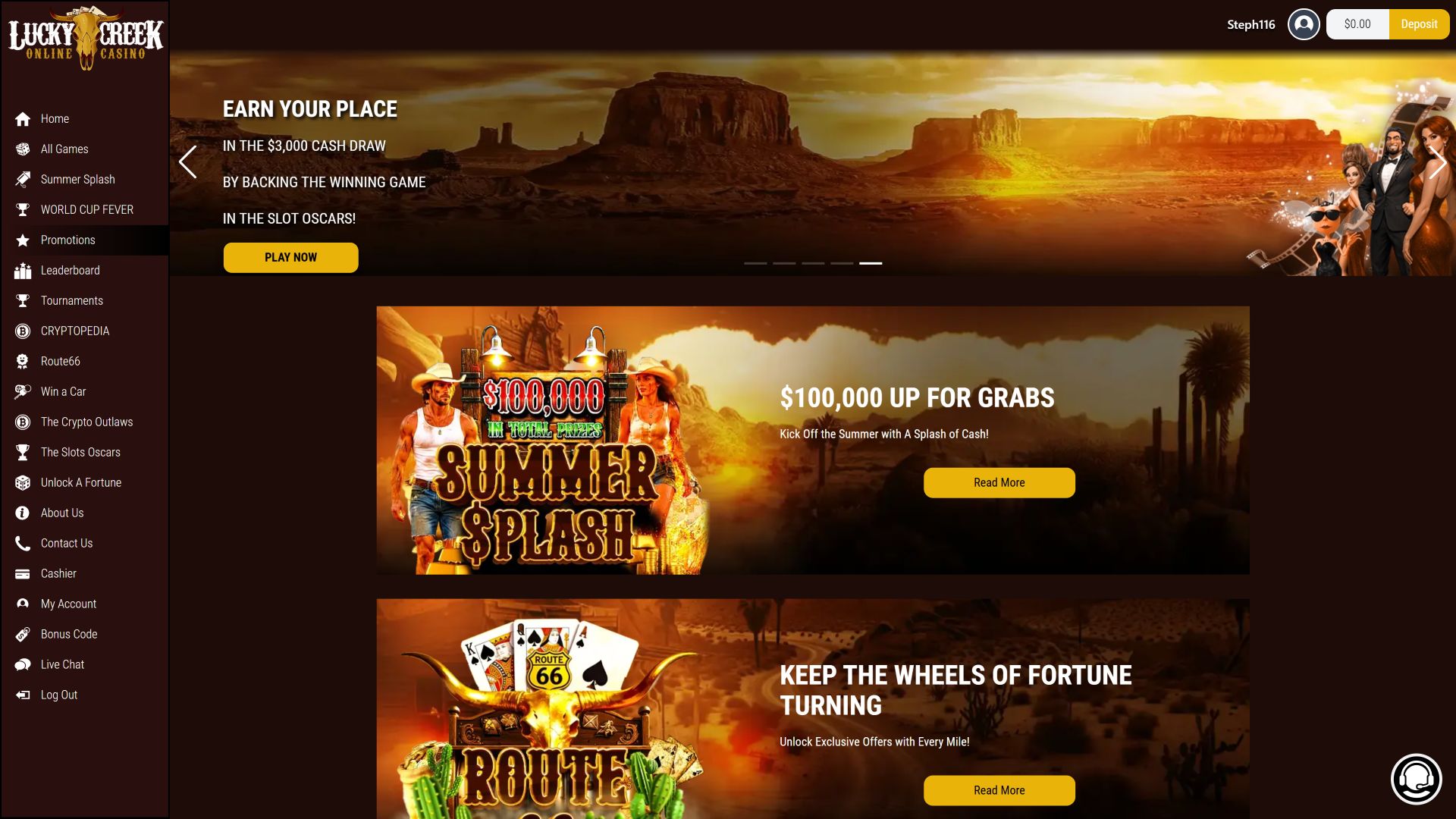 Promociones de escritorio de Lucky Creek Casino