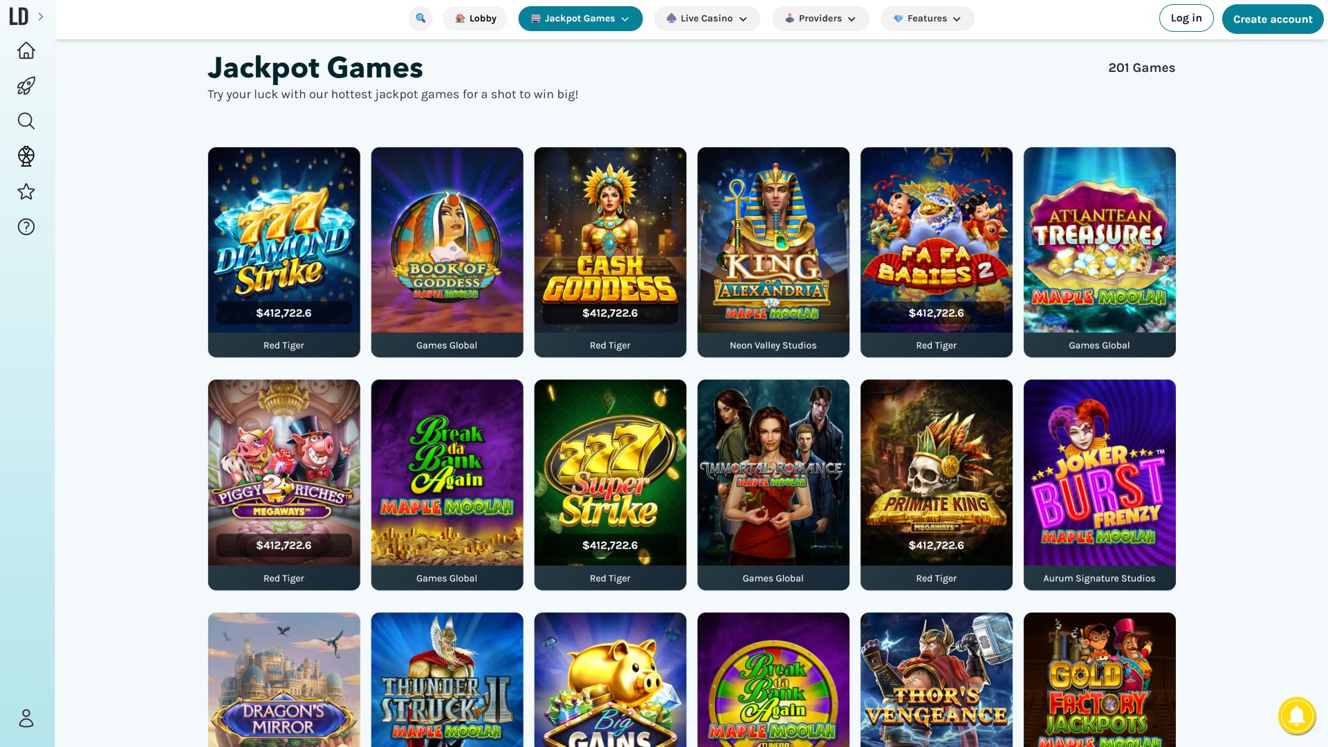 Jackpot du casino Lucky Days sur ordinateur