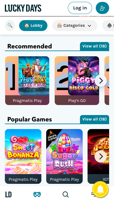 Juegos móviles de Lucky Days Casino