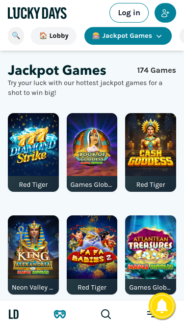 Jackpot móvil de Lucky Days Casino