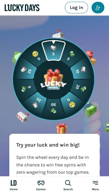 Roue de la fortune du casino mobile Lucky Days