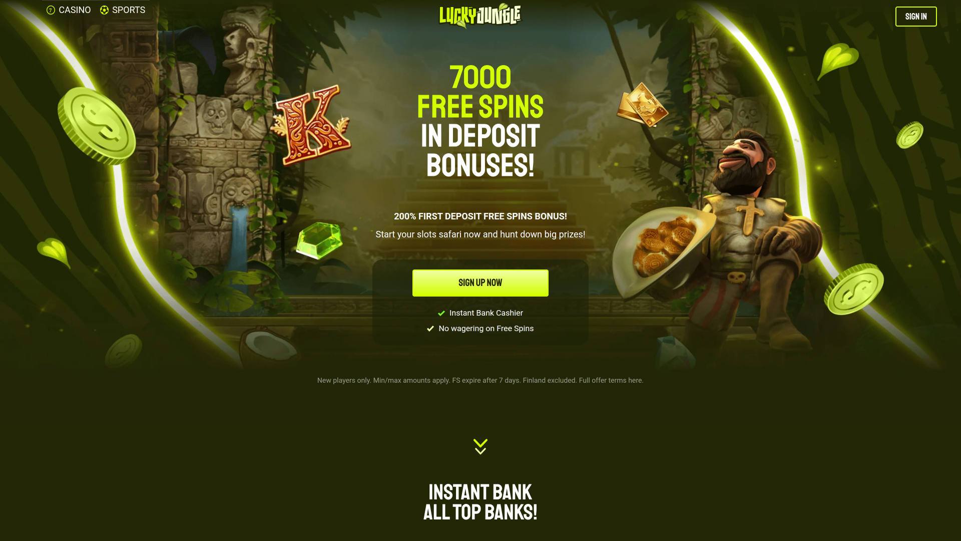 Page d'accueil de Lucky Jungle Desktop