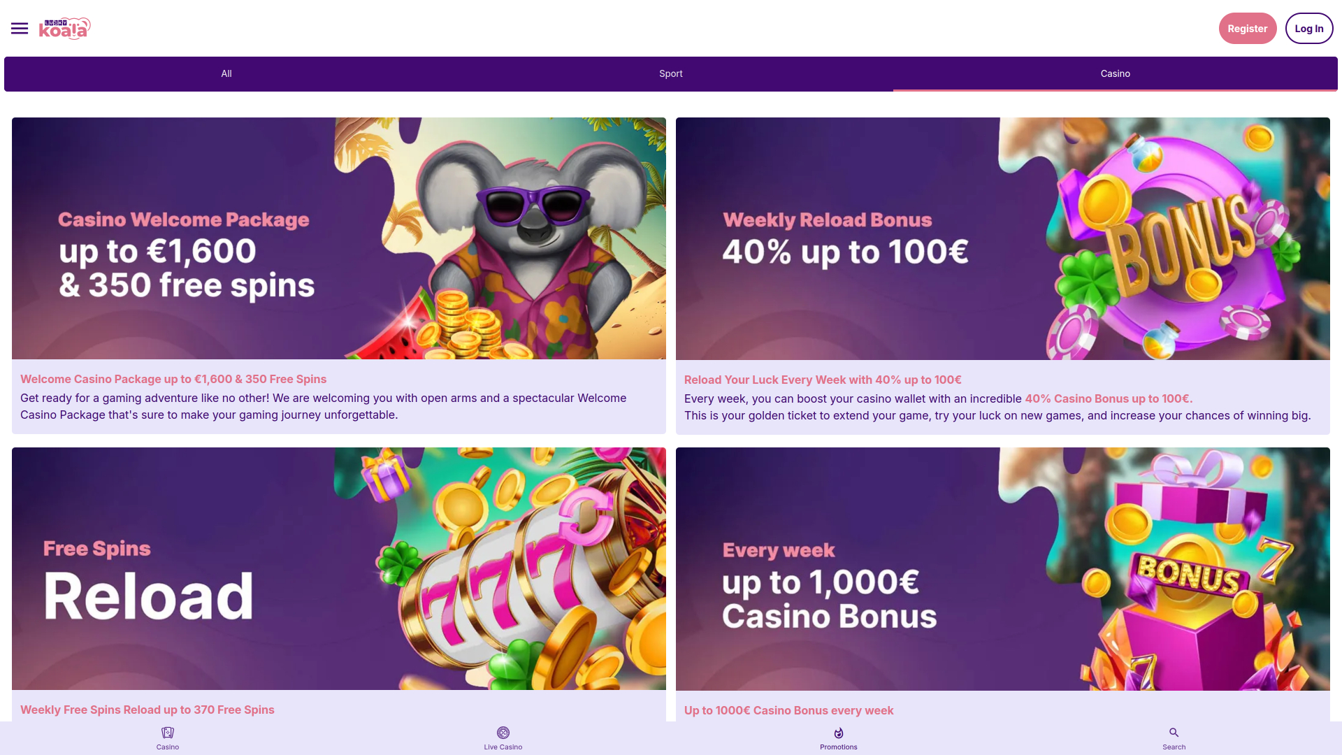 Promotions Lucky Koala pour ordinateurs de bureau