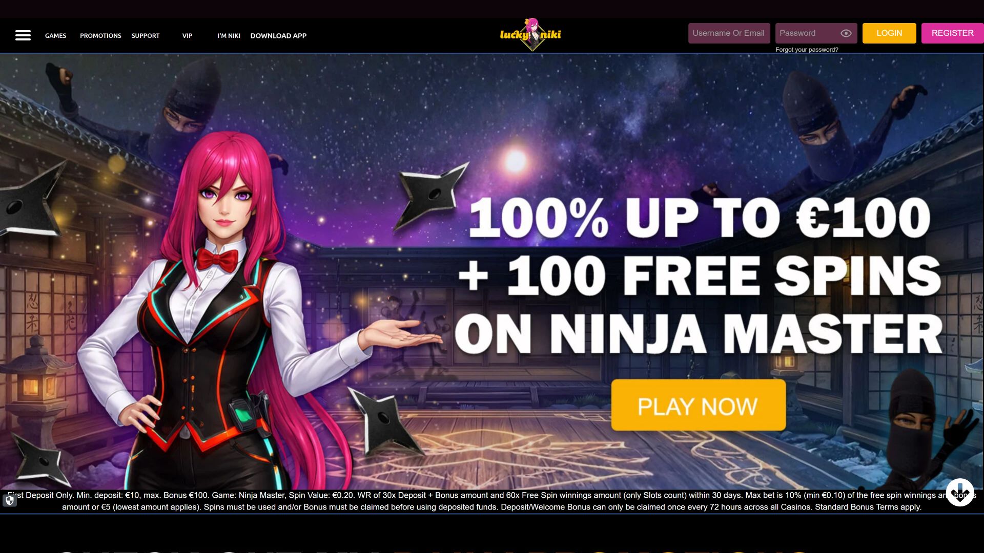Домашняя страница казино Lucky Niki для настольных компьютеров