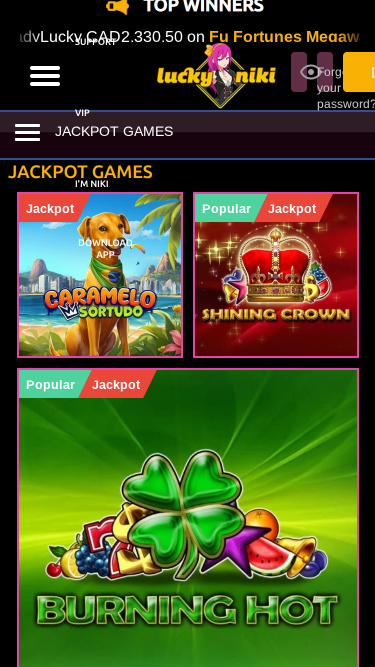 Jackpot mobile du casino Lucky Niki
